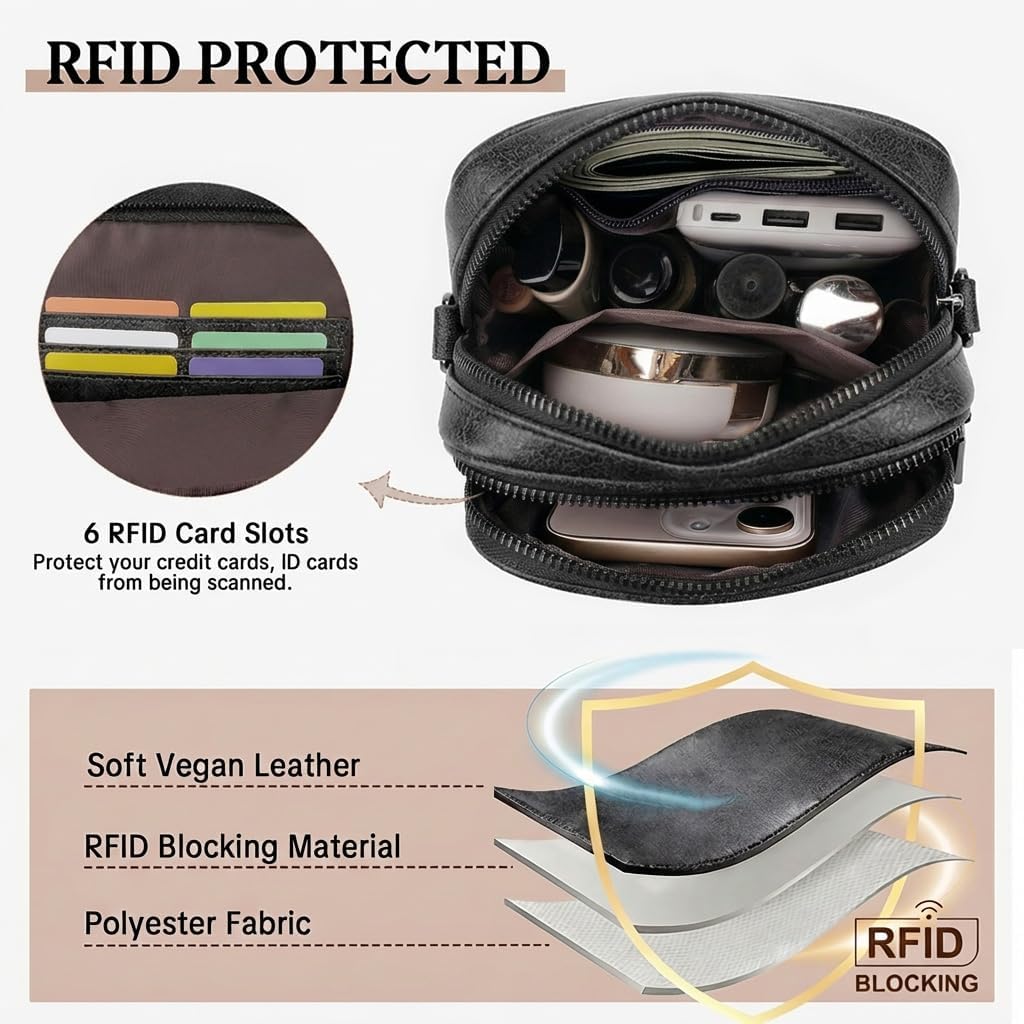 BELTANA Small Crossbody Bags for Women, Lightweight RFID Cell Phone Purse | Soft vegan leather, butterfly pattern, adjustable strap, triple compartments, perfect for travel & daily use, gift for women