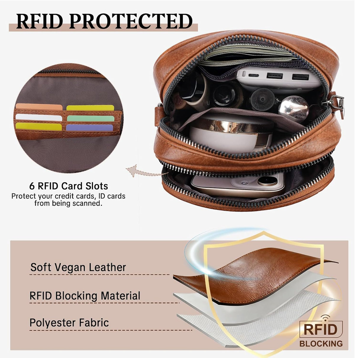 BELTANA Small Crossbody Bags for Women, Lightweight RFID Cell Phone Purse | Soft vegan leather, butterfly pattern, adjustable strap, triple compartments, perfect for travel & daily use, gift for women