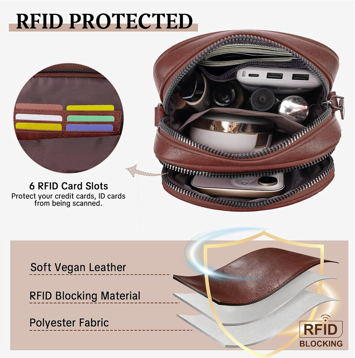 BELTANA Small Crossbody Bags for Women, Lightweight RFID Cell Phone Purse | Soft vegan leather, butterfly pattern, adjustable strap, triple compartments, perfect for travel & daily use, gift for women