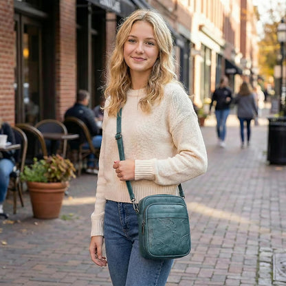 BELTANA Small Crossbody Bags for Women, Lightweight RFID Cell Phone Purse | Soft vegan leather, butterfly pattern, adjustable strap, triple compartments, perfect for travel & daily use, gift for women