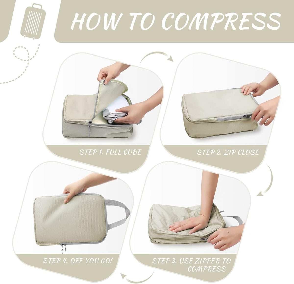 Compression Packing Cubes for Suitcases Travel Essentials Expandable Travel Bags Organizer for Luggage(dark grey)