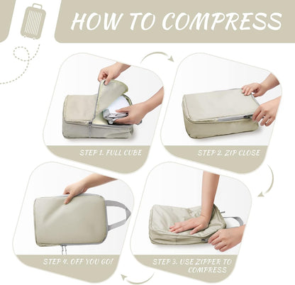 Compression Packing Cubes for Suitcases Travel Essentials Expandable Travel Bags Organizer for Luggage(dark grey)