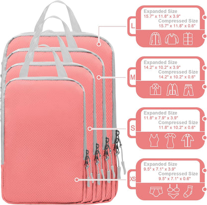 Compression Packing Cubes for Suitcases Travel Essentials Expandable Travel Bags Organizer for Luggage(dark grey)
