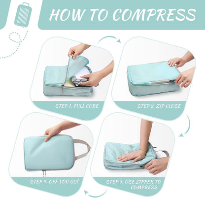 Compression Packing Cubes for Suitcases Travel Essentials Expandable Travel Bags Organizer for Luggage(dark grey)