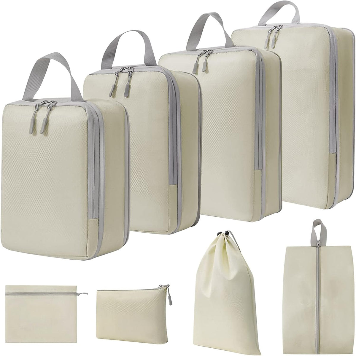 Compression Packing Cubes for Suitcases Travel Essentials Expandable Travel Bags Organizer for Luggage(dark grey)