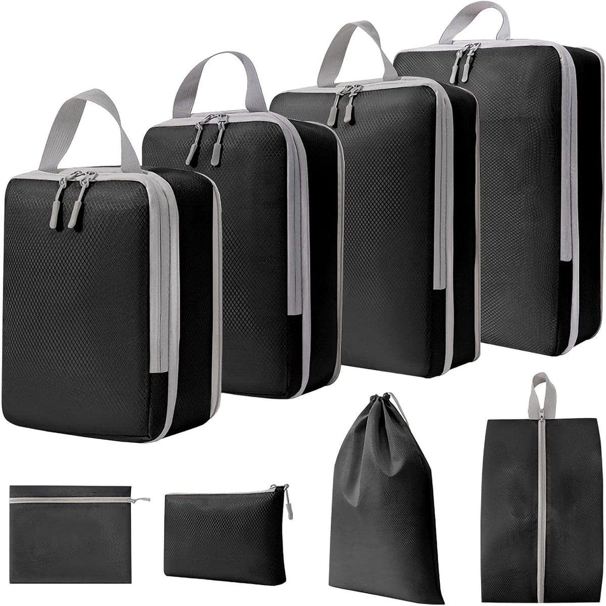 Compression Packing Cubes for Suitcases Travel Essentials Expandable Travel Bags Organizer for Luggage(dark grey)