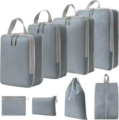 Compression Packing Cubes for Suitcases Travel Essentials Expandable Travel Bags Organizer for Luggage(dark grey)