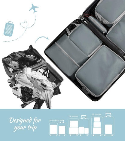 Compression Packing Cubes for Suitcases Travel Essentials Expandable Travel Bags Organizer for Luggage(dark grey)