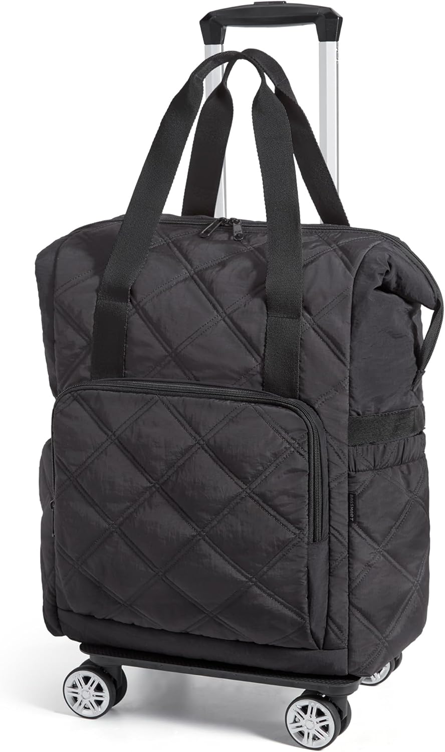 Rolling Duffle Bag with Wheels, 35L Carry on Travel Bag with Detachable Wheels, PVC Wet Pocket Duffel bag with Wheels, Camel