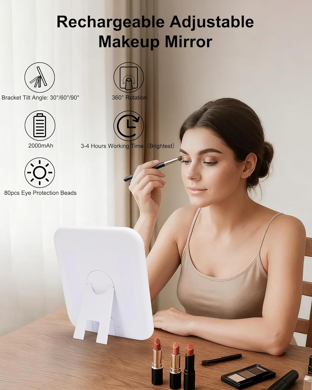 Makeup Bag with LED Mirror, Makeup Box Travel Train Case with Rechargeable Lighted Mirror & Adjustable Dividers, Cosmetic Brush Organizer Storage for Makeup Artists Gifts for Women and Girls
