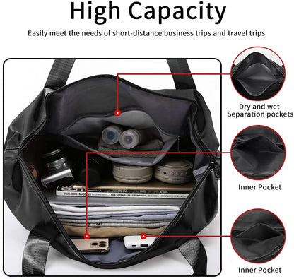 Large Capacity Foldable Travel Bag, Expandable Waterproof Carry on Bag, Dry and Wet Separation Spor Duffel Bags