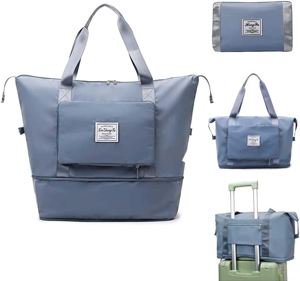 Large Capacity Foldable Travel Bag, Expandable Waterproof Carry on Bag, Dry and Wet Separation Spor Duffel Bags