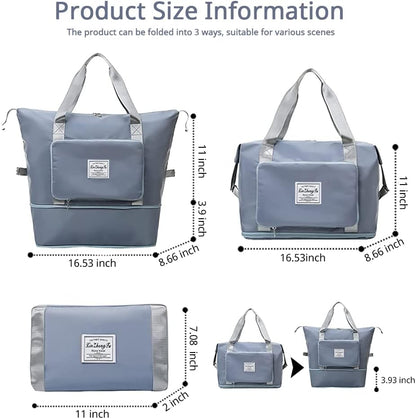Large Capacity Foldable Travel Bag, Expandable Waterproof Carry on Bag, Dry and Wet Separation Spor Duffel Bags