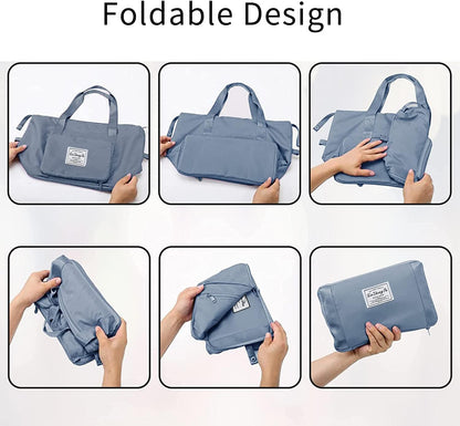 Large Capacity Foldable Travel Bag, Expandable Waterproof Carry on Bag, Dry and Wet Separation Spor Duffel Bags