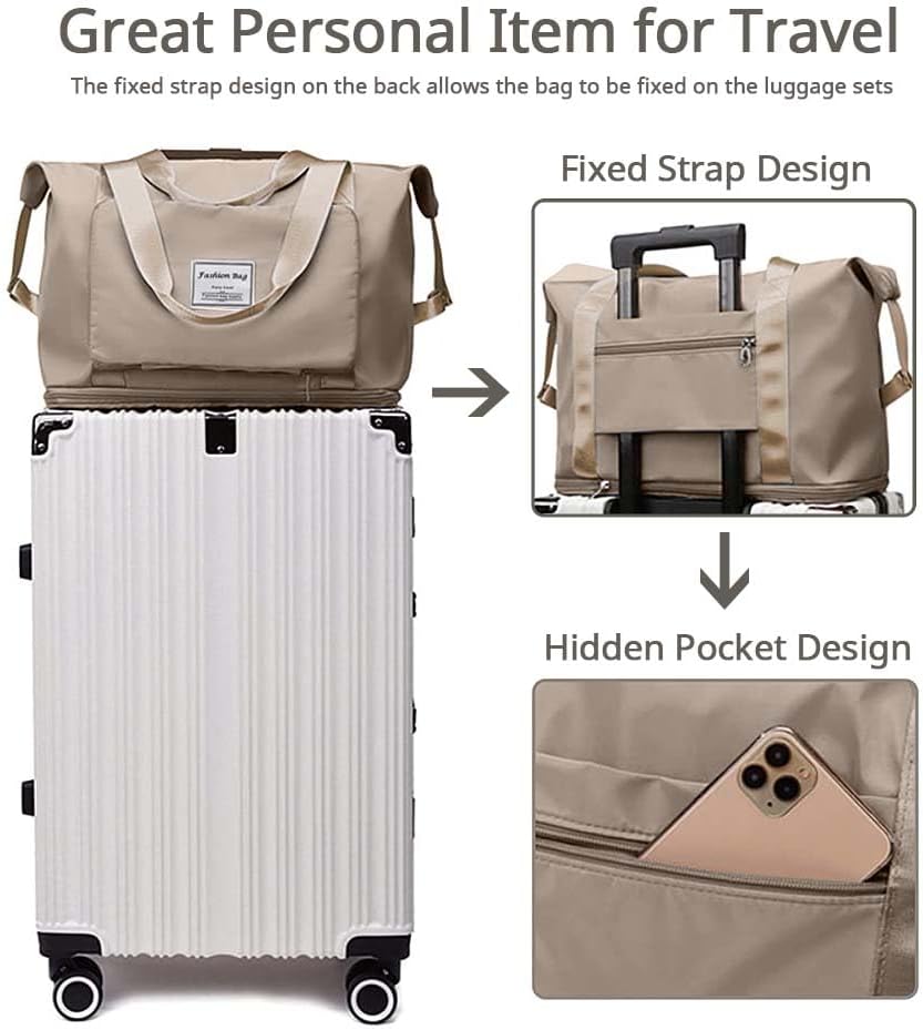 Large Capacity Foldable Travel Bag, Expandable Waterproof Carry on Bag, Dry and Wet Separation Spor Duffel Bags