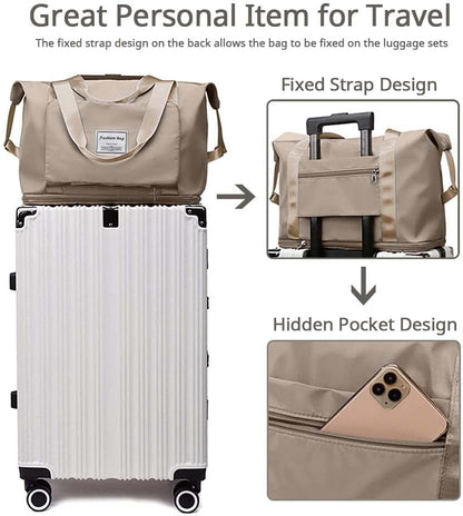 Large Capacity Foldable Travel Bag, Expandable Waterproof Carry on Bag, Dry and Wet Separation Spor Duffel Bags