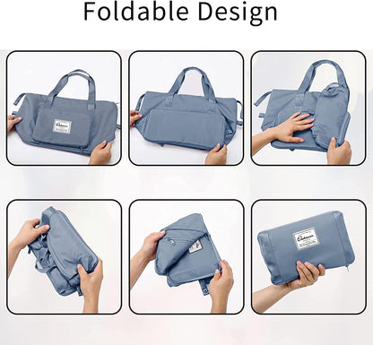 Large Capacity Foldable Travel Bag, Expandable Waterproof Carry on Bag, Dry and Wet Separation Spor Duffel Bags