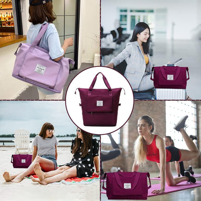 Large Capacity Foldable Travel Bag, Expandable Waterproof Carry on Bag, Dry and Wet Separation Spor Duffel Bags