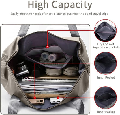 Large Capacity Foldable Travel Bag, Expandable Waterproof Carry on Bag, Dry and Wet Separation Spor Duffel Bags