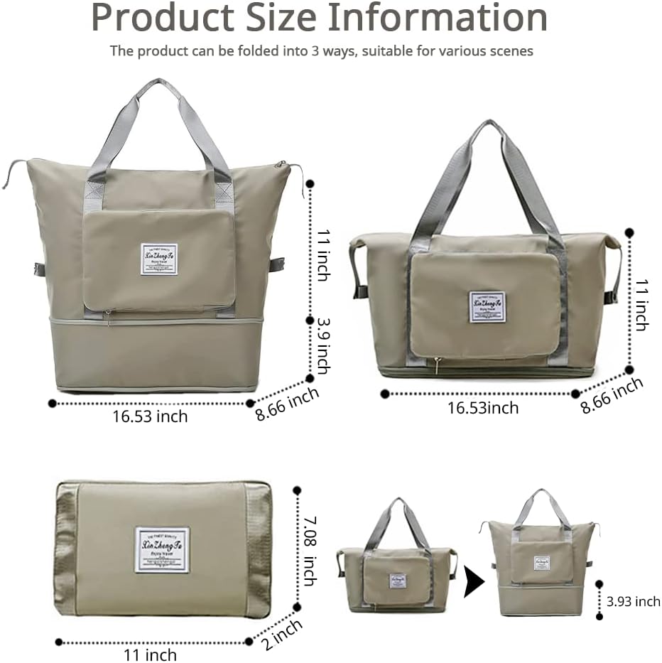 Large Capacity Foldable Travel Bag, Expandable Waterproof Carry on Bag, Dry and Wet Separation Spor Duffel Bags