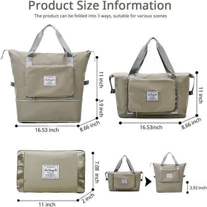 Large Capacity Foldable Travel Bag, Expandable Waterproof Carry on Bag, Dry and Wet Separation Spor Duffel Bags