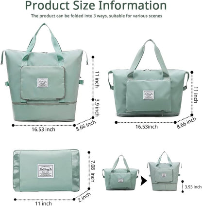 Large Capacity Foldable Travel Bag, Expandable Waterproof Carry on Bag, Dry and Wet Separation Spor Duffel Bags