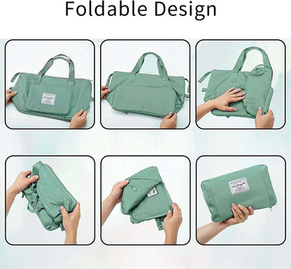 Large Capacity Foldable Travel Bag, Expandable Waterproof Carry on Bag, Dry and Wet Separation Spor Duffel Bags
