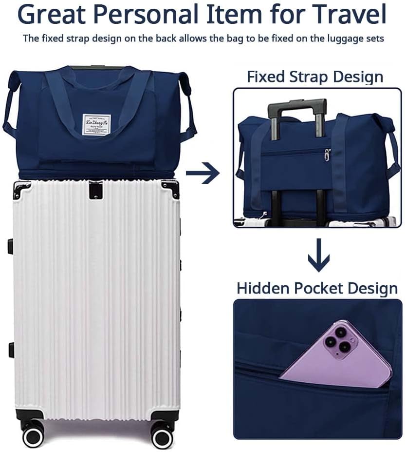 Large Capacity Foldable Travel Bag, Expandable Waterproof Carry on Bag, Dry and Wet Separation Spor Duffel Bags
