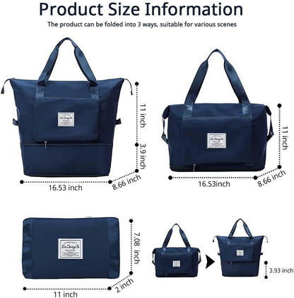 Large Capacity Foldable Travel Bag, Expandable Waterproof Carry on Bag, Dry and Wet Separation Spor Duffel Bags