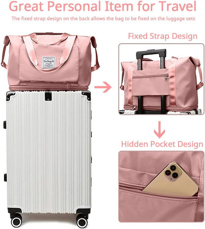 Large Capacity Foldable Travel Bag, Expandable Waterproof Carry on Bag, Dry and Wet Separation Spor Duffel Bags