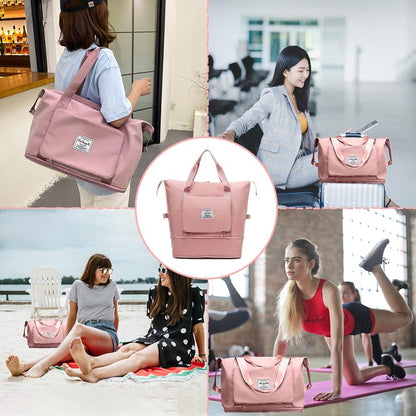 Large Capacity Foldable Travel Bag, Expandable Waterproof Carry on Bag, Dry and Wet Separation Spor Duffel Bags
