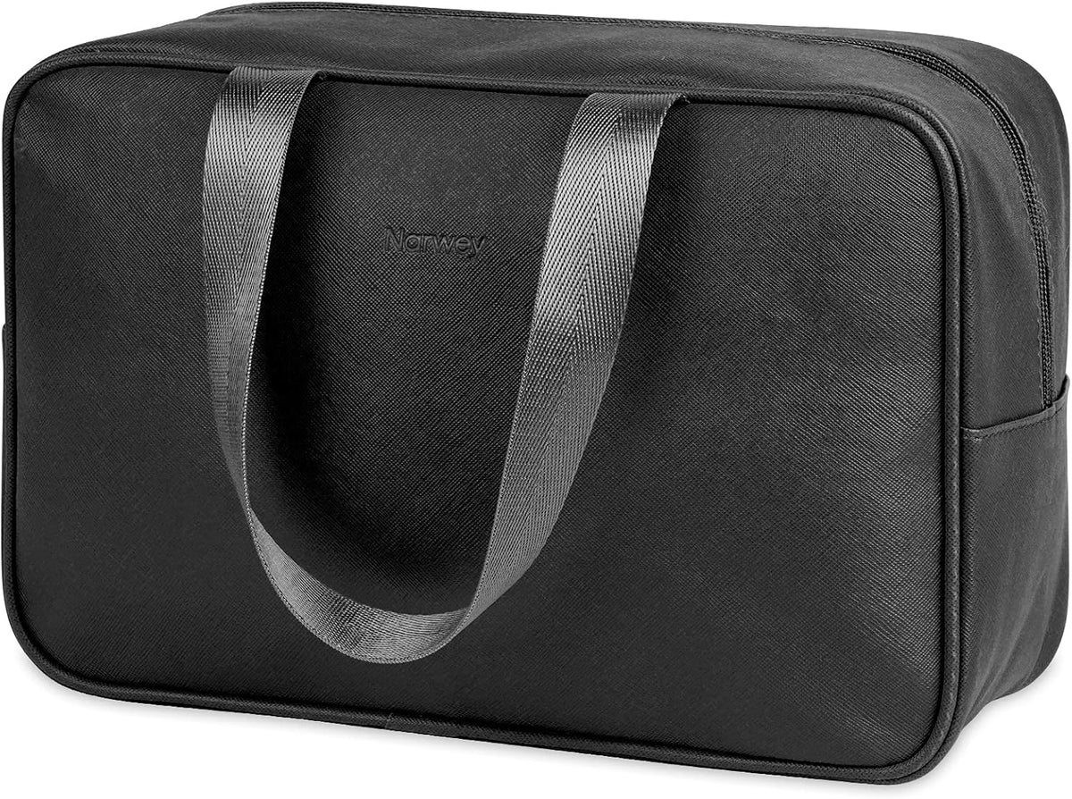 PU Leather Large Travel Toiletry Bag Women Toiletries Bag Skincare Bag Makeup Bag Organizer Make up bag Cosmetic Bag Medicine Bag for Girls (Large, Brown)