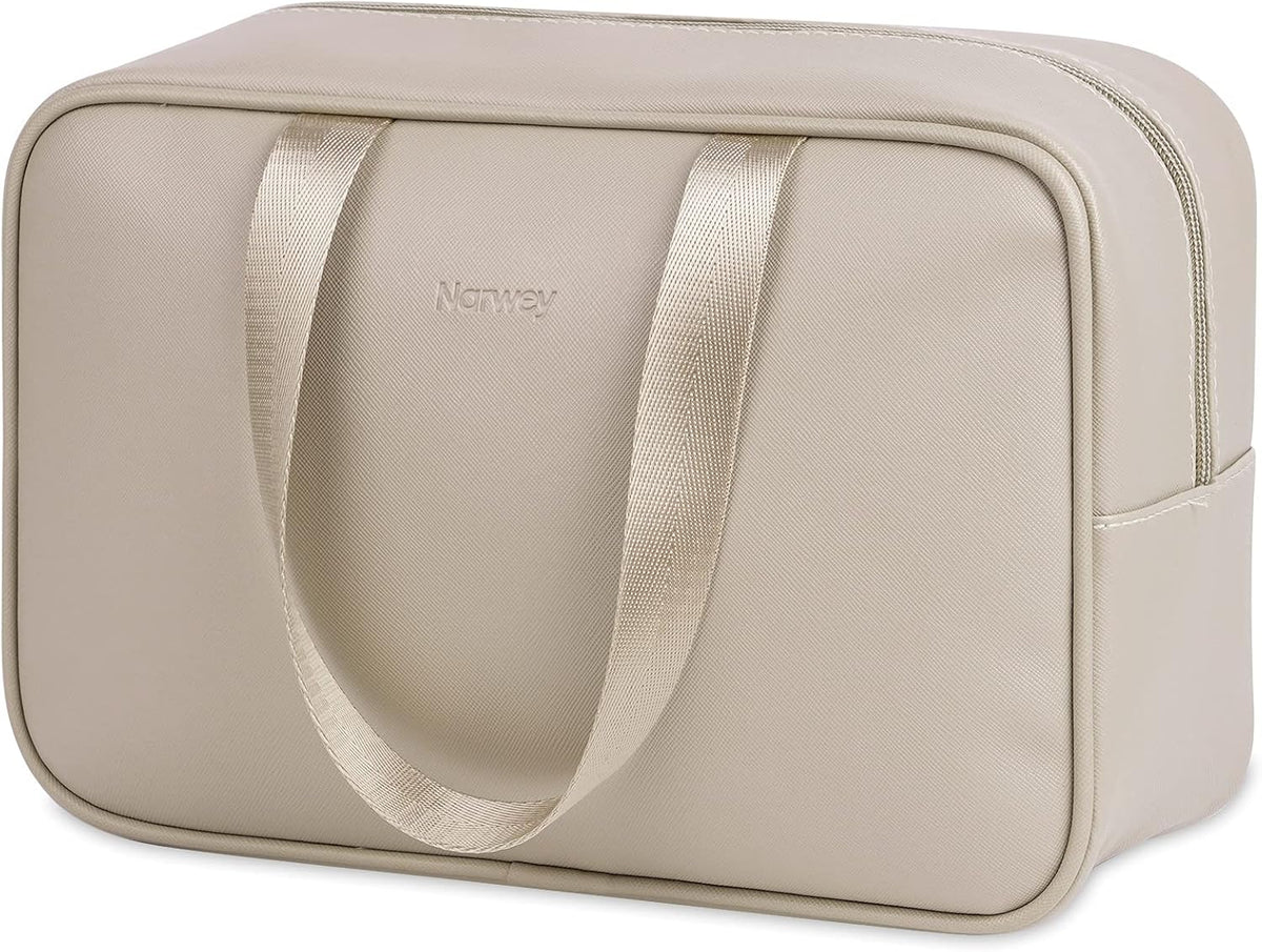 PU Leather Large Travel Toiletry Bag Women Toiletries Bag Skincare Bag Makeup Bag Organizer Make up bag Cosmetic Bag Medicine Bag for Girls (Large, Brown)
