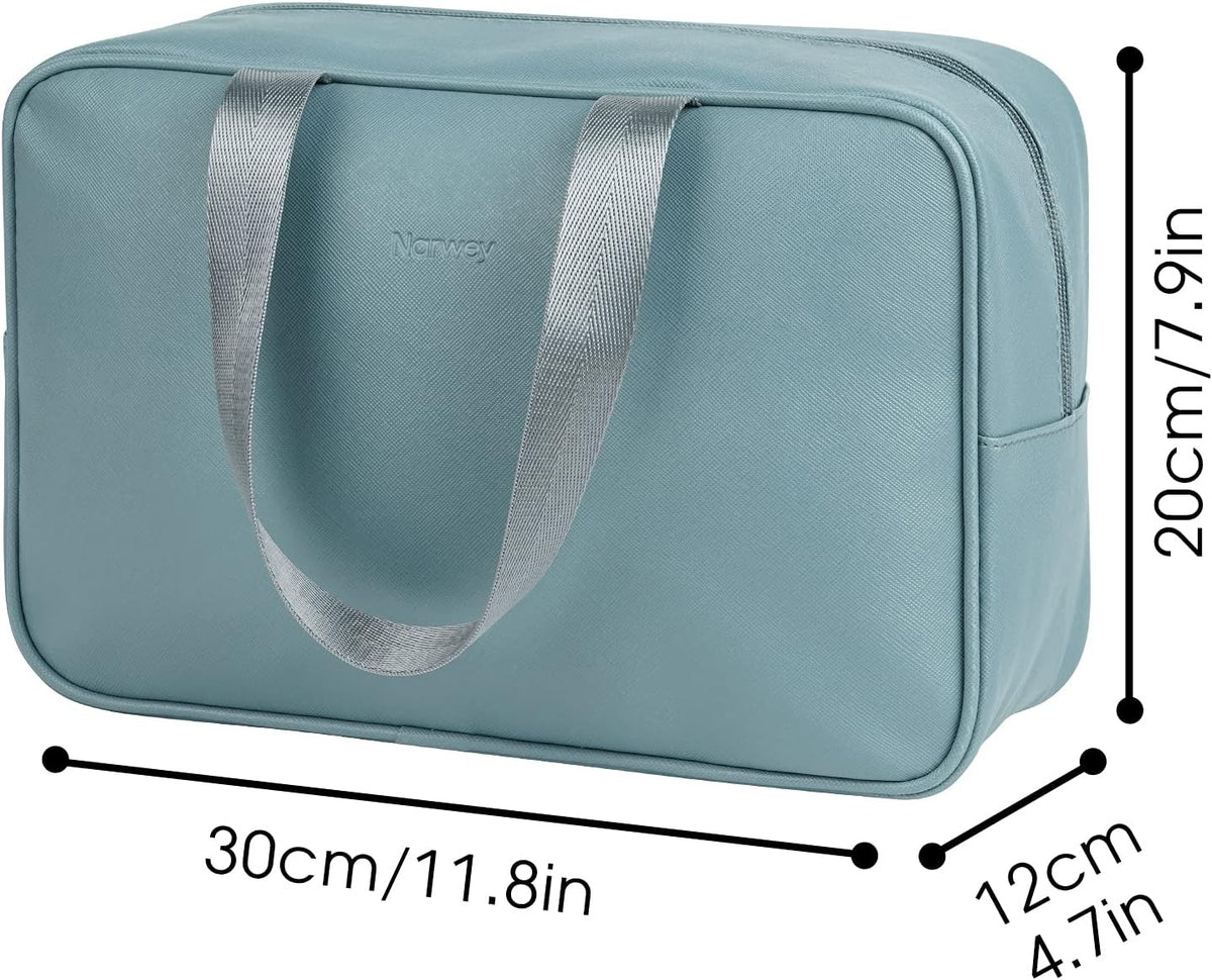 PU Leather Large Travel Toiletry Bag Women Toiletries Bag Skincare Bag Makeup Bag Organizer Make up bag Cosmetic Bag Medicine Bag for Girls (Large, Brown)
