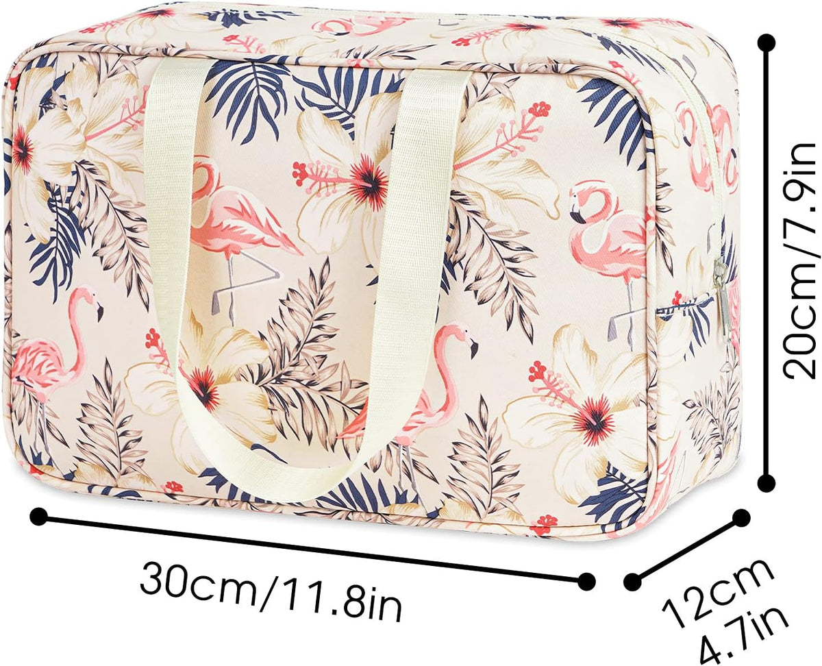 PU Leather Large Travel Toiletry Bag Women Toiletries Bag Skincare Bag Makeup Bag Organizer Make up bag Cosmetic Bag Medicine Bag for Girls (Large, Brown)