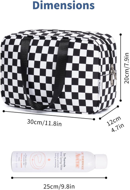 PU Leather Large Travel Toiletry Bag Women Toiletries Bag Skincare Bag Makeup Bag Organizer Make up bag Cosmetic Bag Medicine Bag for Girls (Large, Brown)