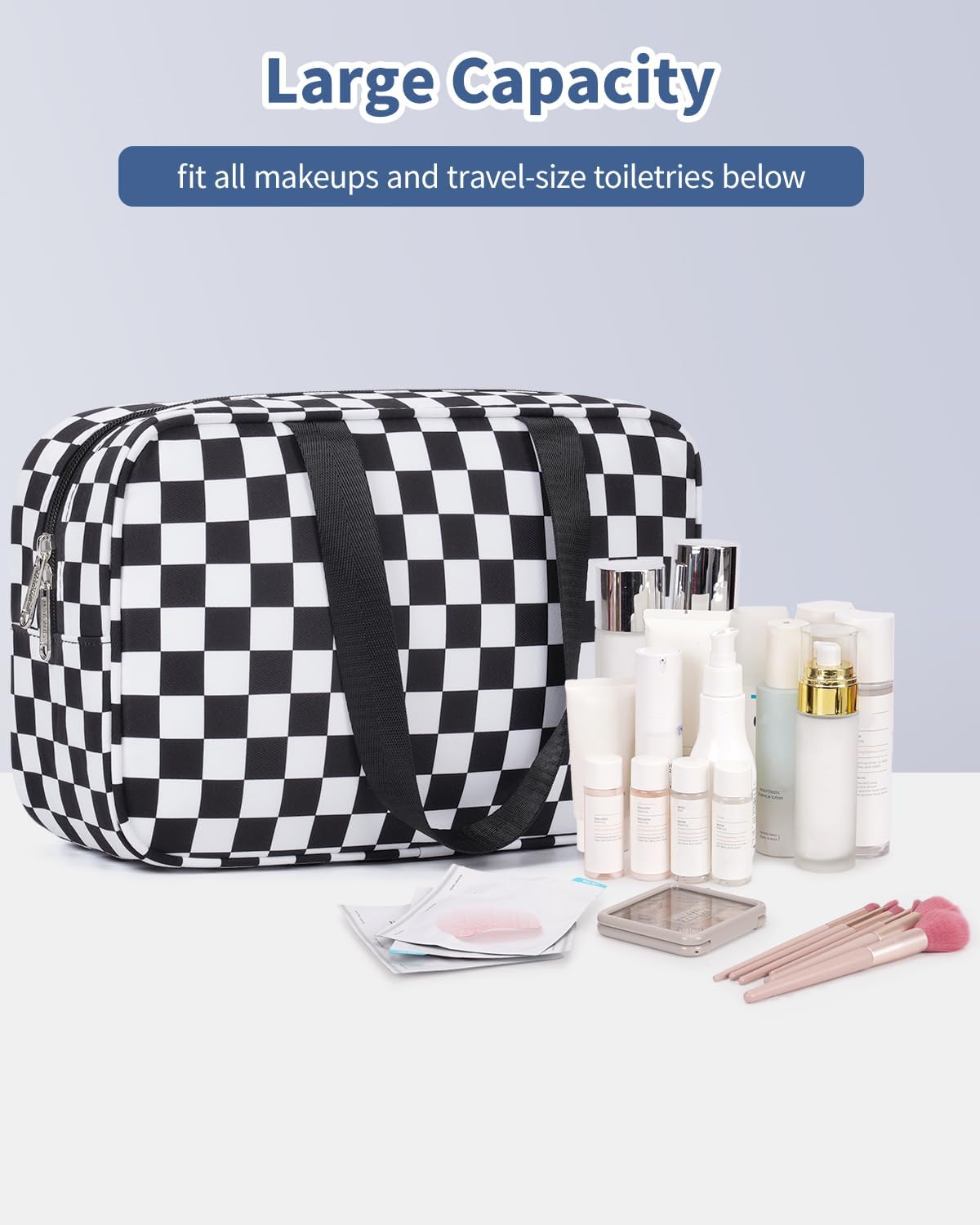 PU Leather Large Travel Toiletry Bag Women Toiletries Bag Skincare Bag Makeup Bag Organizer Make up bag Cosmetic Bag Medicine Bag for Girls (Large, Brown)