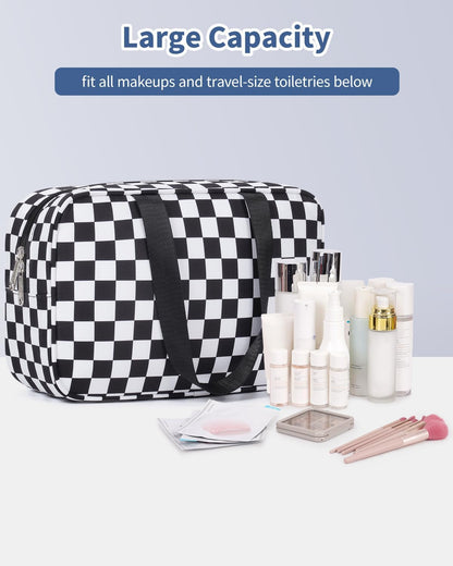 PU Leather Large Travel Toiletry Bag Women Toiletries Bag Skincare Bag Makeup Bag Organizer Make up bag Cosmetic Bag Medicine Bag for Girls (Large, Brown)