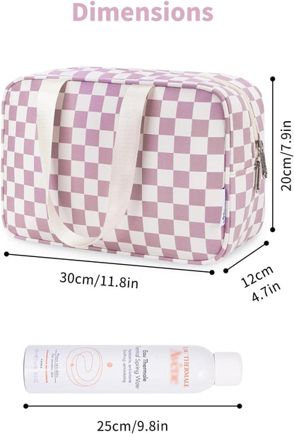 PU Leather Large Travel Toiletry Bag Women Toiletries Bag Skincare Bag Makeup Bag Organizer Make up bag Cosmetic Bag Medicine Bag for Girls (Large, Brown)