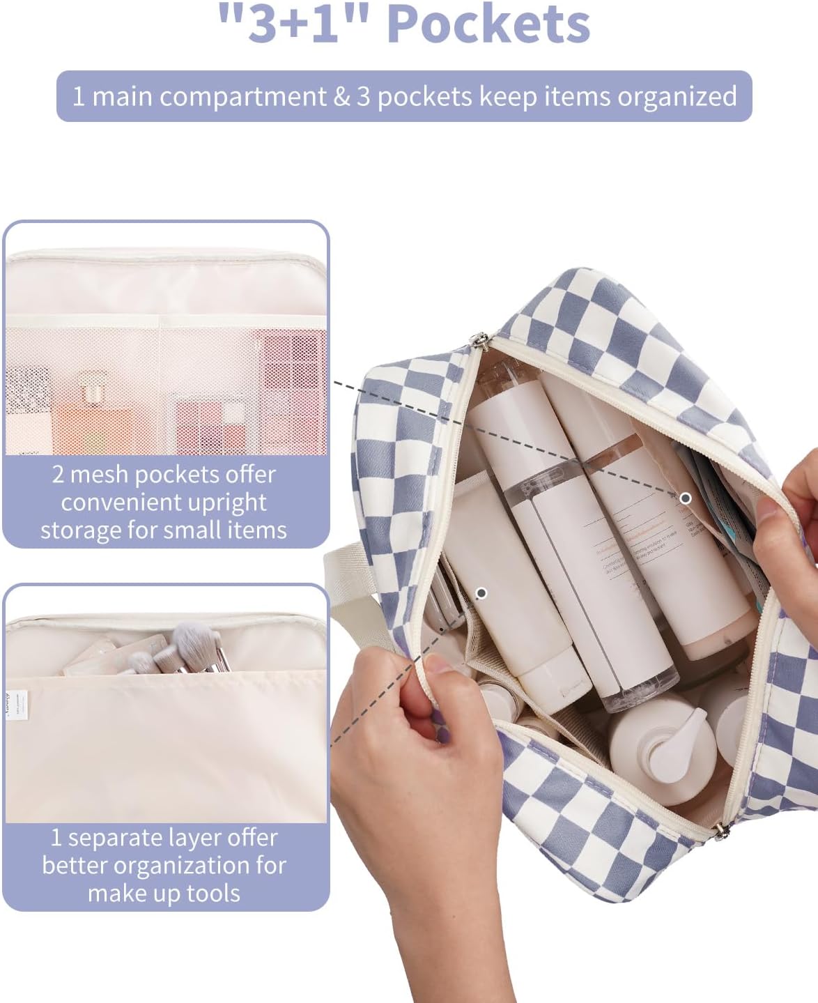 PU Leather Large Travel Toiletry Bag Women Toiletries Bag Skincare Bag Makeup Bag Organizer Make up bag Cosmetic Bag Medicine Bag for Girls (Large, Brown)