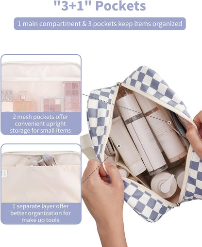 PU Leather Large Travel Toiletry Bag Women Toiletries Bag Skincare Bag Makeup Bag Organizer Make up bag Cosmetic Bag Medicine Bag for Girls (Large, Brown)