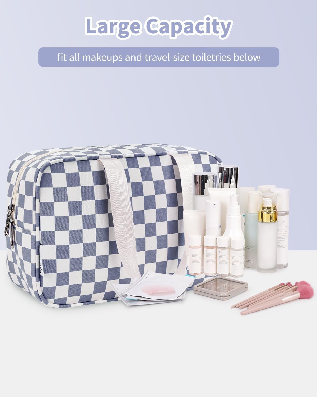 PU Leather Large Travel Toiletry Bag Women Toiletries Bag Skincare Bag Makeup Bag Organizer Make up bag Cosmetic Bag Medicine Bag for Girls (Large, Brown)