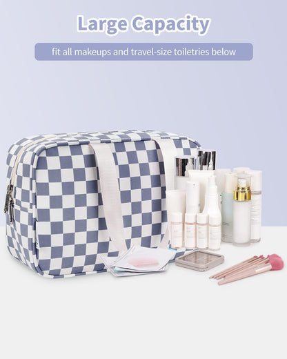PU Leather Large Travel Toiletry Bag Women Toiletries Bag Skincare Bag Makeup Bag Organizer Make up bag Cosmetic Bag Medicine Bag for Girls (Large, Brown)