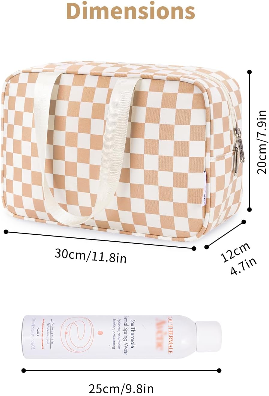 PU Leather Large Travel Toiletry Bag Women Toiletries Bag Skincare Bag Makeup Bag Organizer Make up bag Cosmetic Bag Medicine Bag for Girls (Large, Brown)