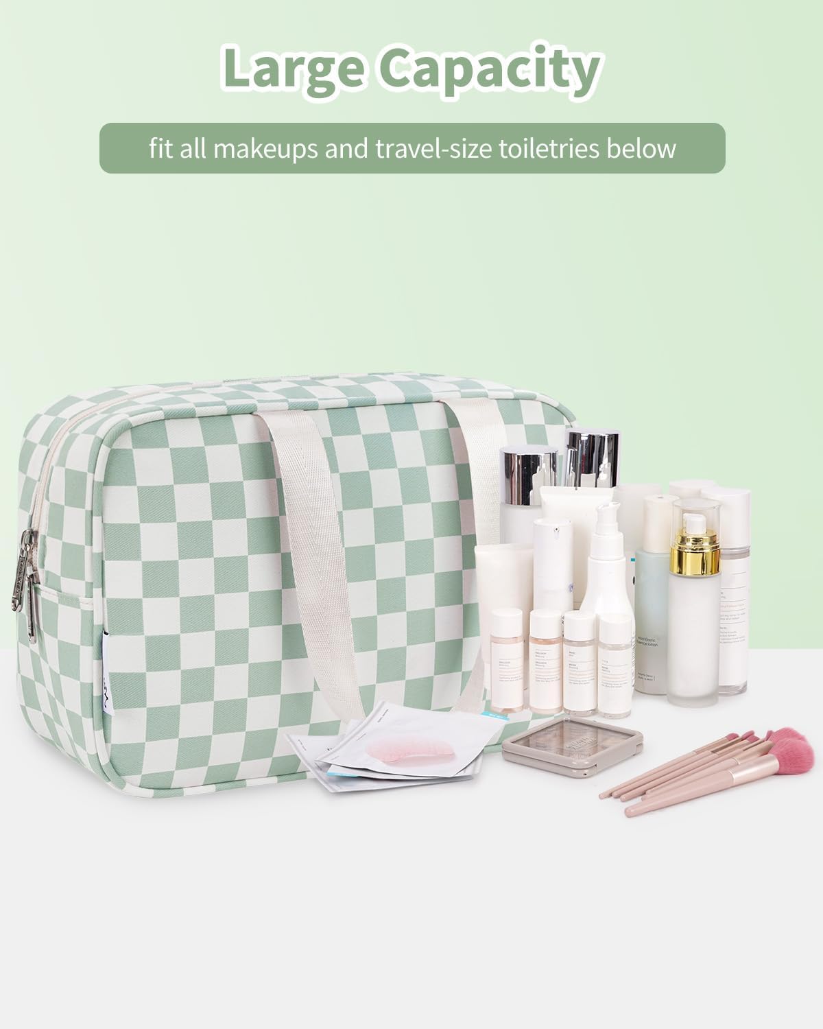 PU Leather Large Travel Toiletry Bag Women Toiletries Bag Skincare Bag Makeup Bag Organizer Make up bag Cosmetic Bag Medicine Bag for Girls (Large, Brown)