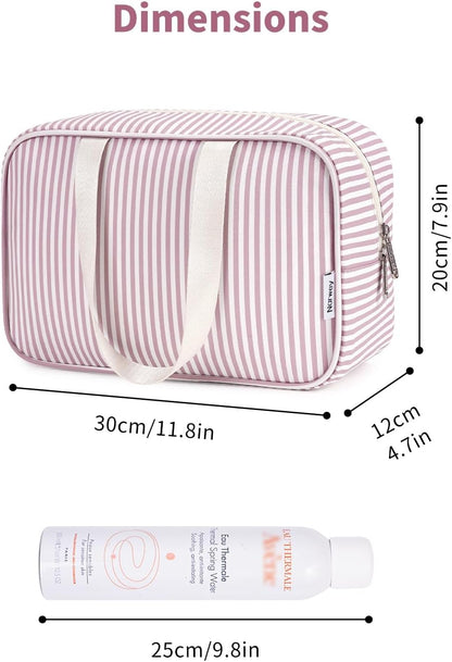 PU Leather Large Travel Toiletry Bag Women Toiletries Bag Skincare Bag Makeup Bag Organizer Make up bag Cosmetic Bag Medicine Bag for Girls (Large, Brown)