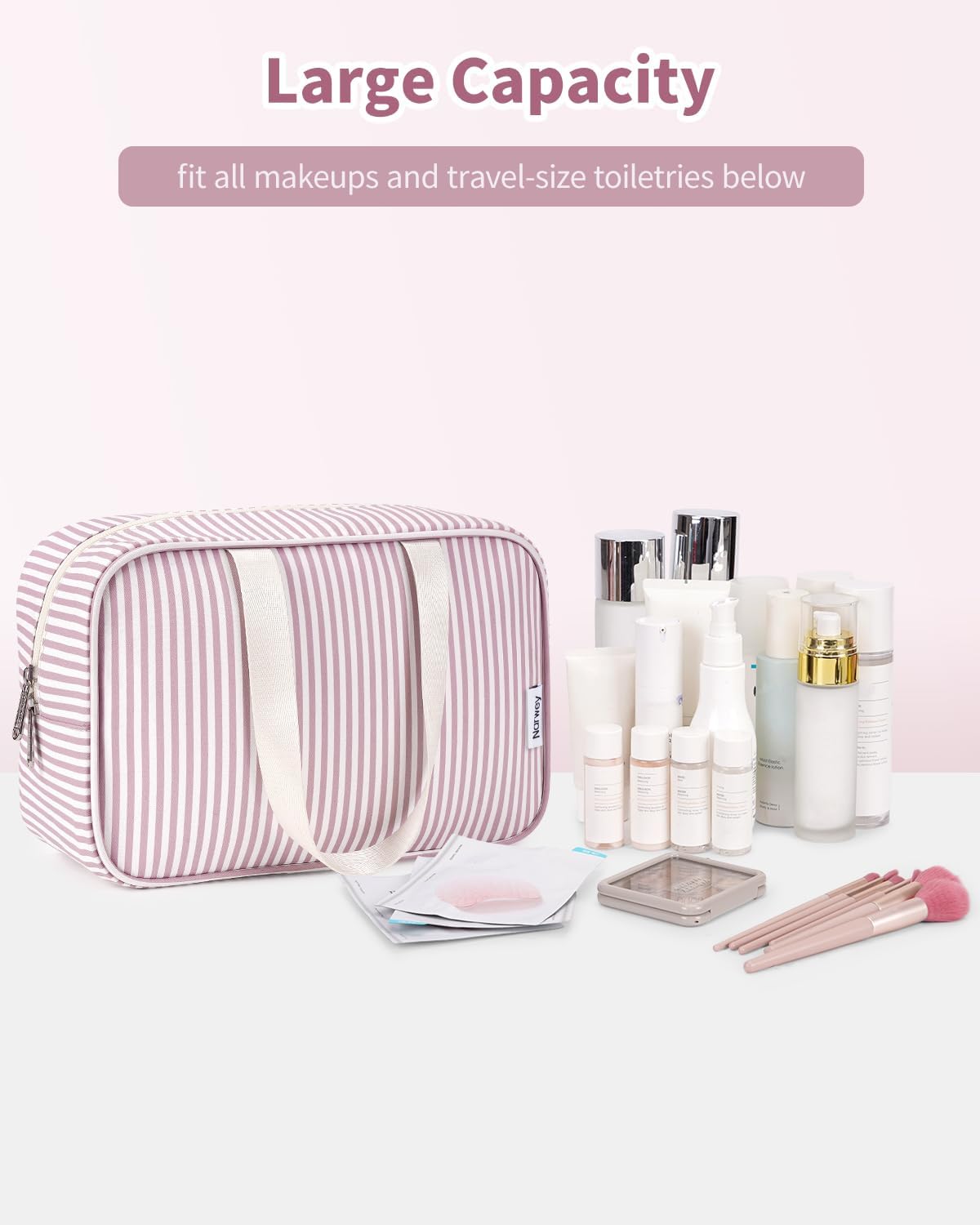 PU Leather Large Travel Toiletry Bag Women Toiletries Bag Skincare Bag Makeup Bag Organizer Make up bag Cosmetic Bag Medicine Bag for Girls (Large, Brown)