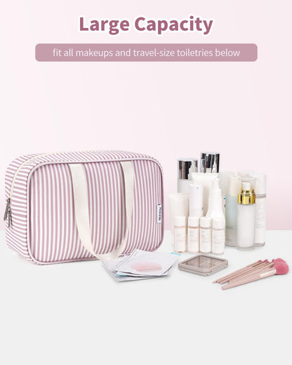 PU Leather Large Travel Toiletry Bag Women Toiletries Bag Skincare Bag Makeup Bag Organizer Make up bag Cosmetic Bag Medicine Bag for Girls (Large, Brown)