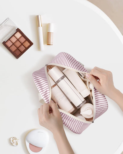 PU Leather Large Travel Toiletry Bag Women Toiletries Bag Skincare Bag Makeup Bag Organizer Make up bag Cosmetic Bag Medicine Bag for Girls (Large, Brown)