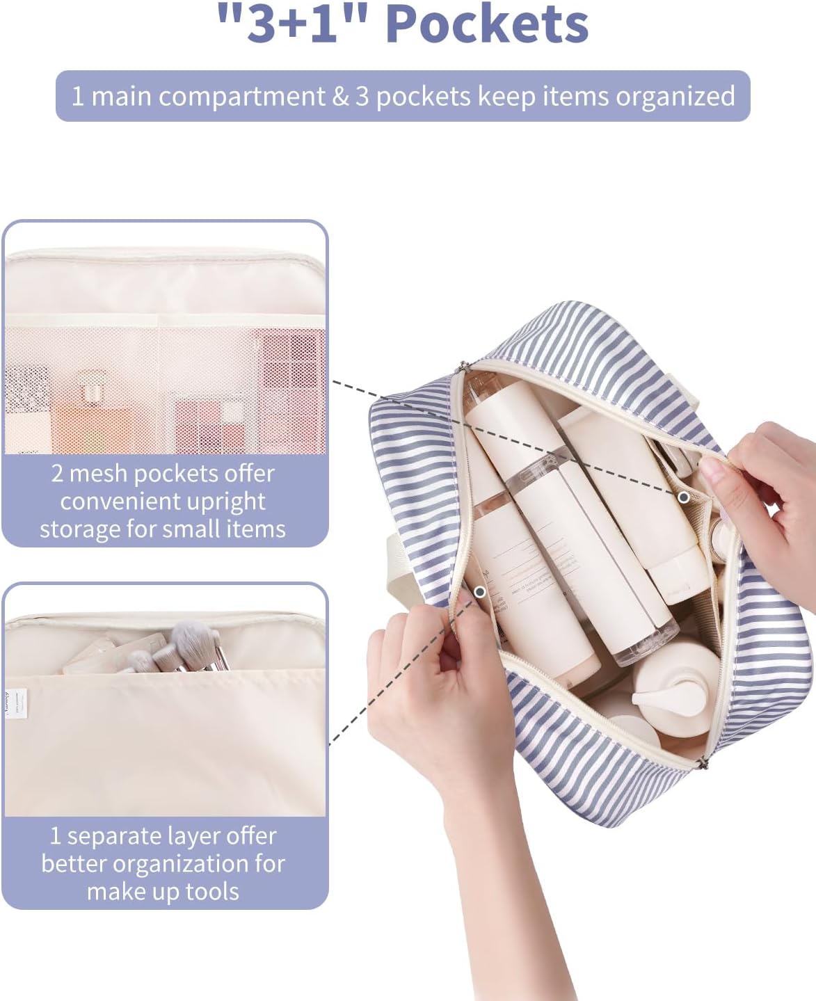 PU Leather Large Travel Toiletry Bag Women Toiletries Bag Skincare Bag Makeup Bag Organizer Make up bag Cosmetic Bag Medicine Bag for Girls (Large, Brown)